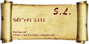 Sárfi Lili névjegykártya